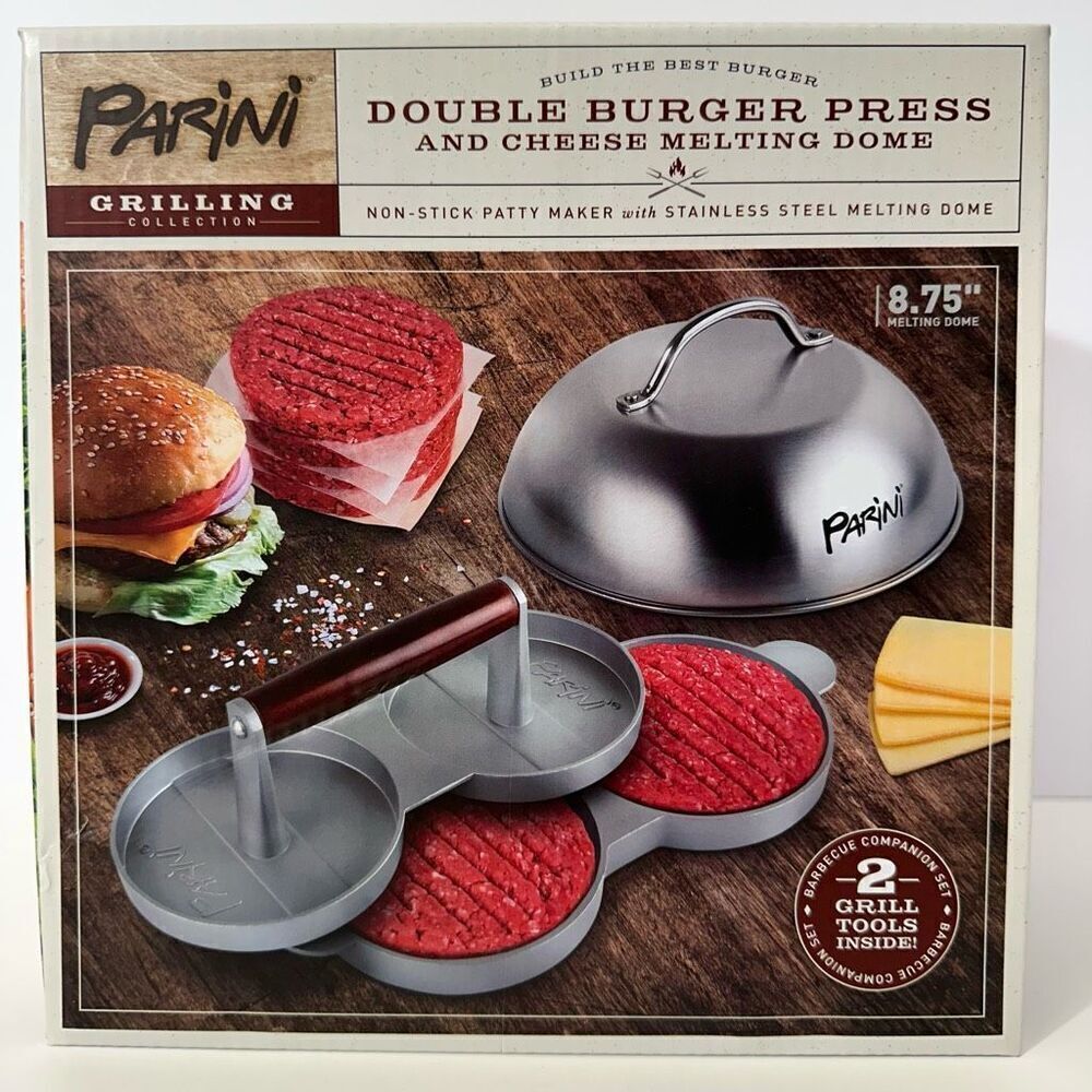 Parini Double Burger Press and Cheese Melting Dome